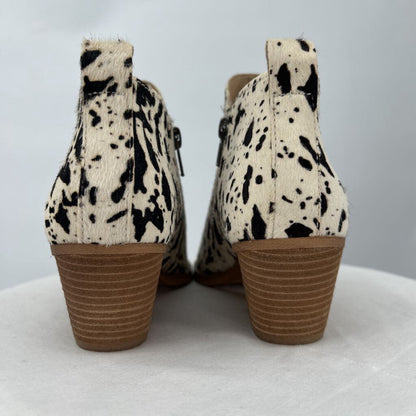 women Very Volatile NWOB Gracemont Haircalf Ankle Booties Black Brown White Shoes 7