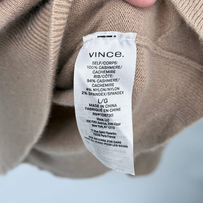 women Vince Cashmere V-Neck Tan Sweater L