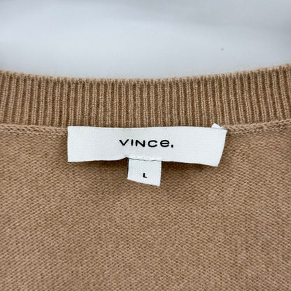 women Vince Cashmere V-Neck Tan Sweater L