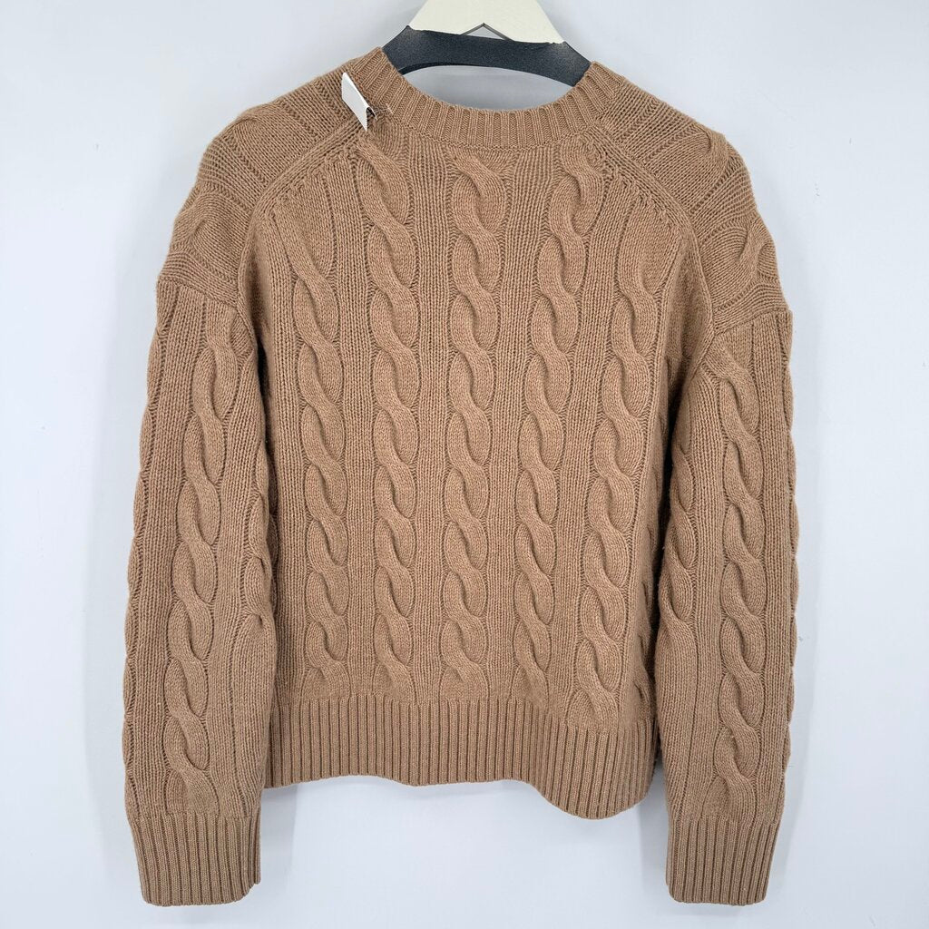 women Polo by Ralph Lauren Cropped Cable Knit Wool/Cashmere Camel Sweater S