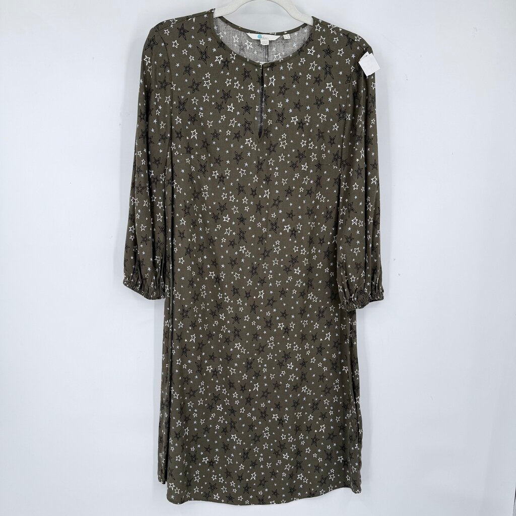 women Boden Vanessa Sketchy Stars Olive Green Dress 6L