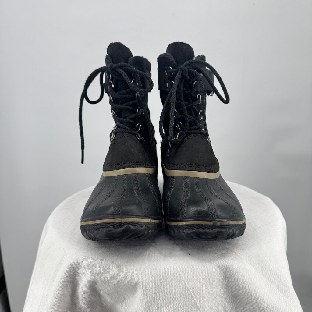 women Sorel Winter Fancy Lace II Duck Boot Black Shoes 9