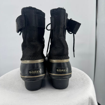 women Sorel Winter Fancy Lace II Duck Boot Black Shoes 9