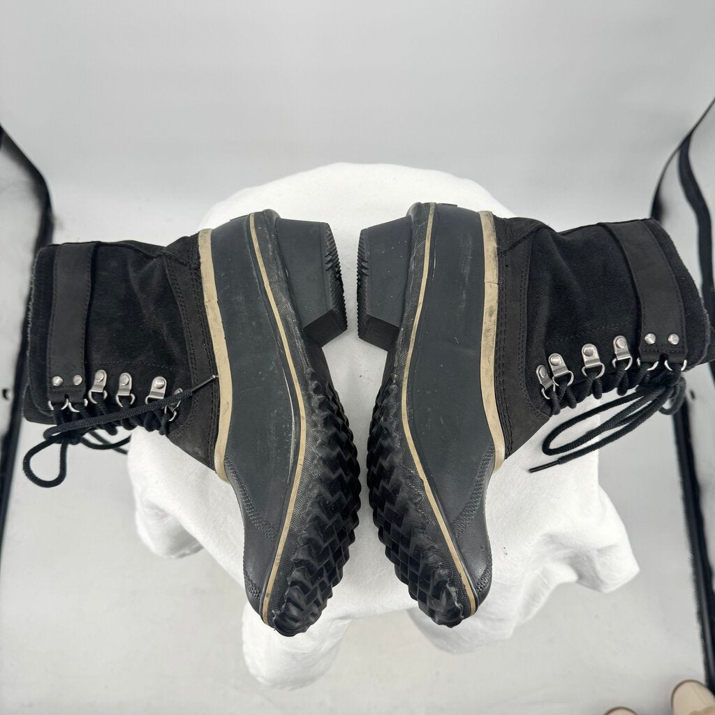 women Sorel Winter Fancy Lace II Duck Boot Black Shoes 9