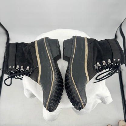 women Sorel Winter Fancy Lace II Duck Boot Black Shoes 9