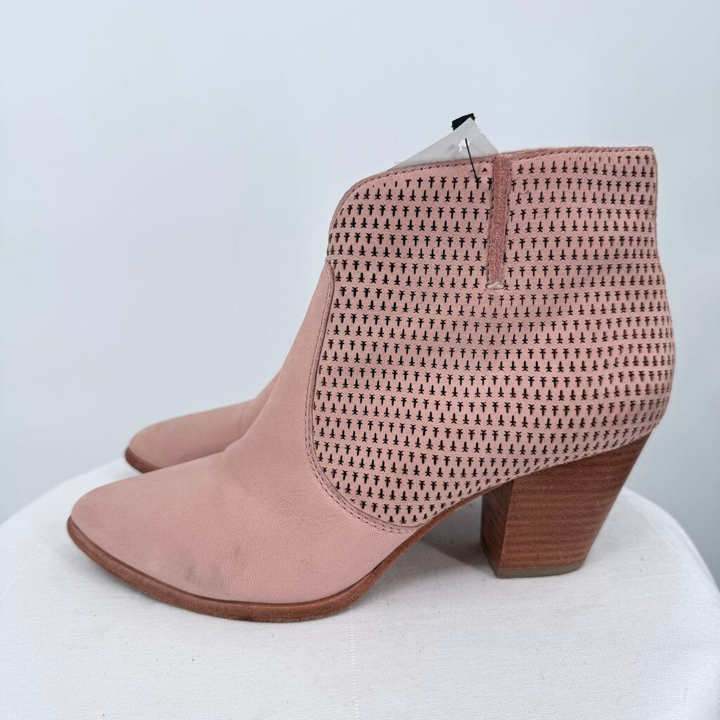 women Frye Jennifer Perforated Bootie Blush Pink Shoes 7.5