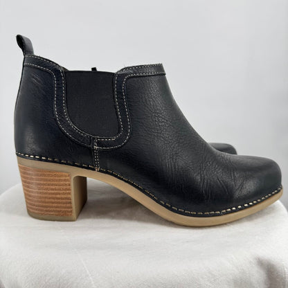 women Dansko Harleen Waterproof Leather Ankle Boots Black Shoes 40/9.5