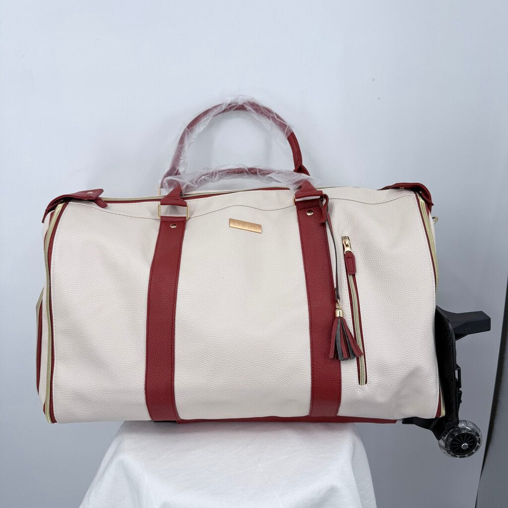 women Luxhe NEW Travel Bag 2.0 Roller Edition Cream Cognac Purse 20" x 9" x 12.5"