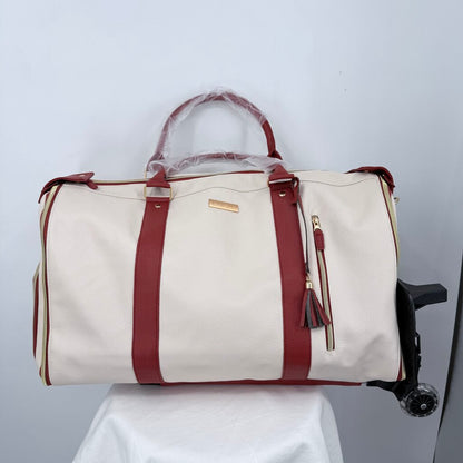 women Luxhe NEW Travel Bag 2.0 Roller Edition Cream Cognac Purse 20" x 9" x 12.5"