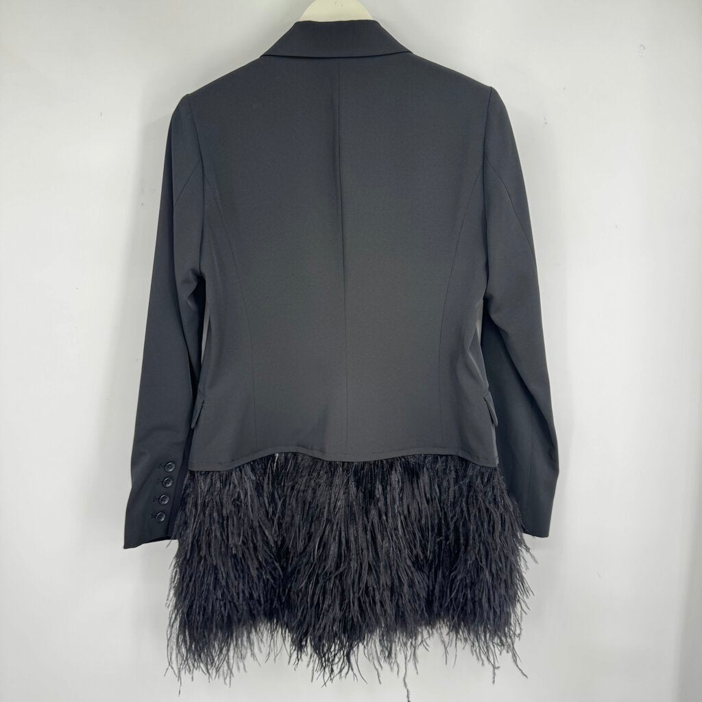 Elizabeth & James Ostrich Feather Trimmed Blazer Jacket