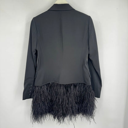 Elizabeth & James Ostrich Feather Trimmed Blazer Jacket