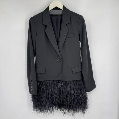Elizabeth & James Ostrich Feather Trimmed Blazer Jacket