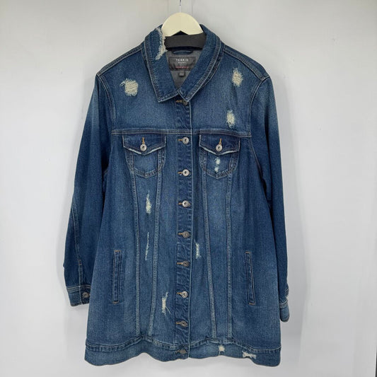 women Torrid NWT Longline Denim Blue Jacket 3/3X