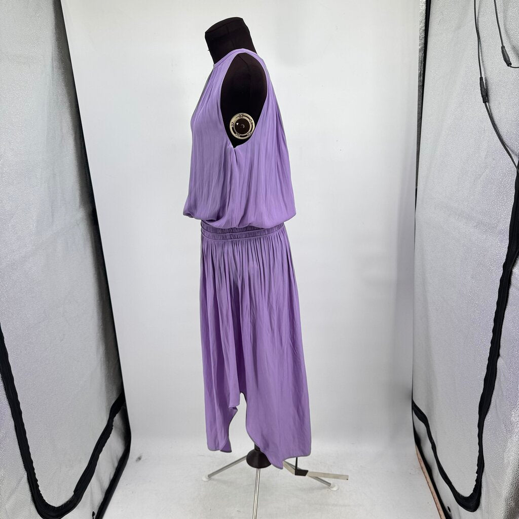 women Ramy Brook Audrey Smocked Waist Sleeveless Midi MSRP $425 Lavender Purple Dress S