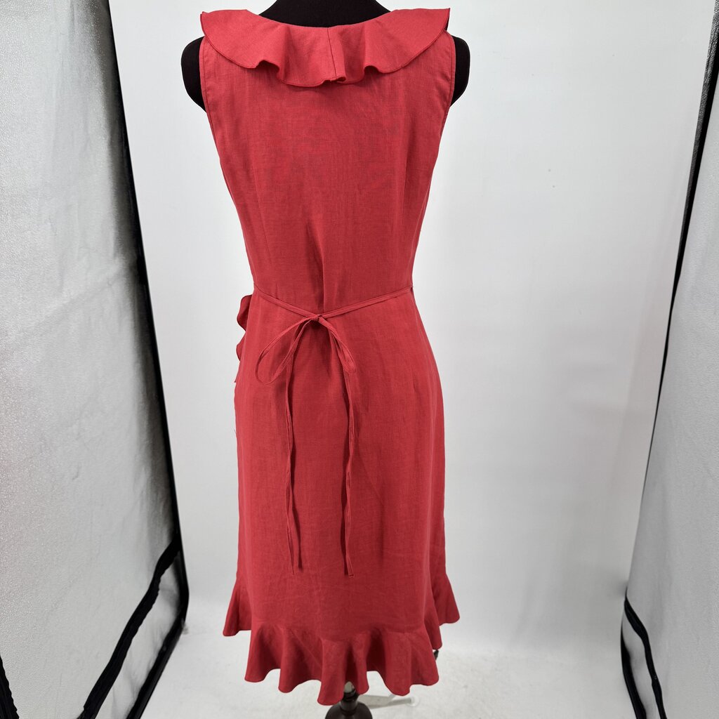 women Gerard Darel Linen Wrap Faded Red Dress 2-4