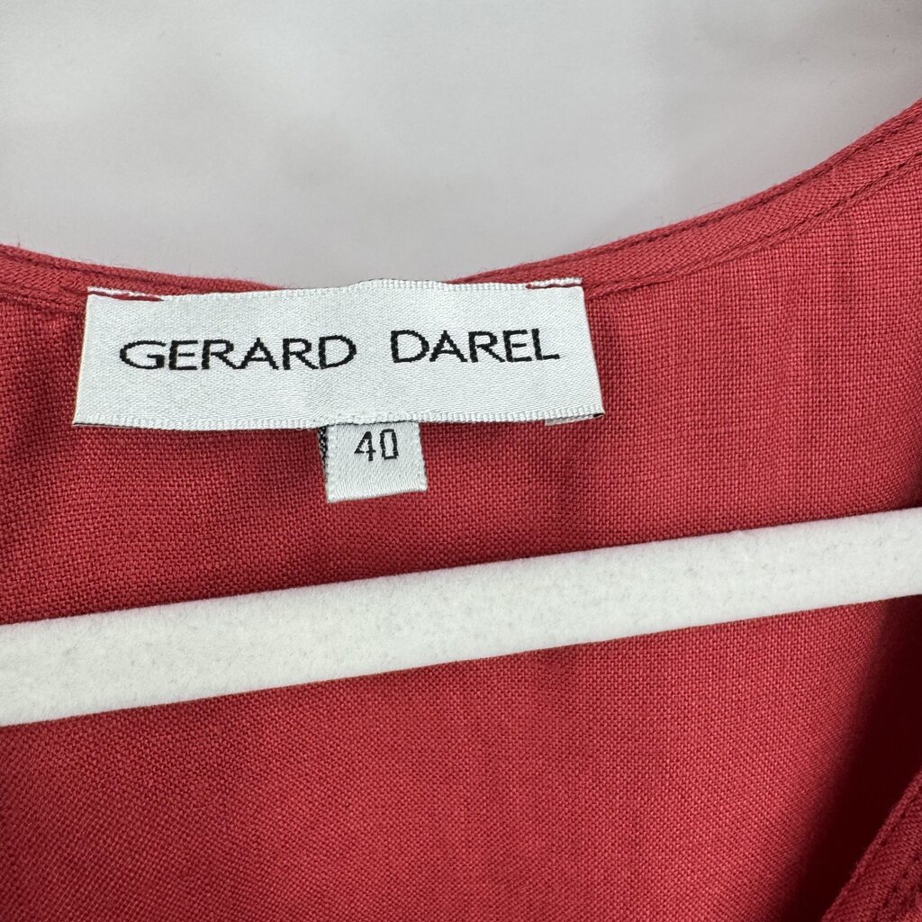 women Gerard Darel Linen Wrap Faded Red Dress 2-4