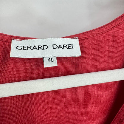 women Gerard Darel Linen Wrap Faded Red Dress 2-4