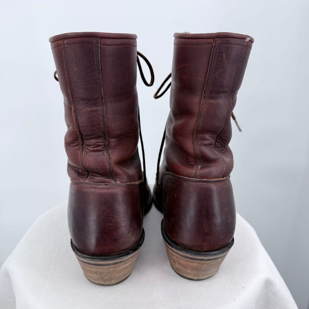 men Vintage Leather Western Packer Boots Rustic Brown Shoes 10EE