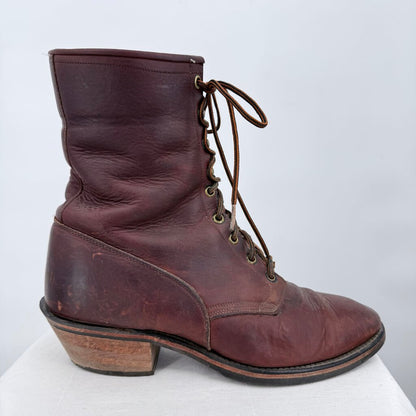 men Vintage Leather Western Packer Boots Rustic Brown Shoes 10EE