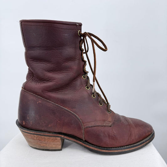 men Vintage Leather Western Packer Boots Rustic Brown Shoes 10EE