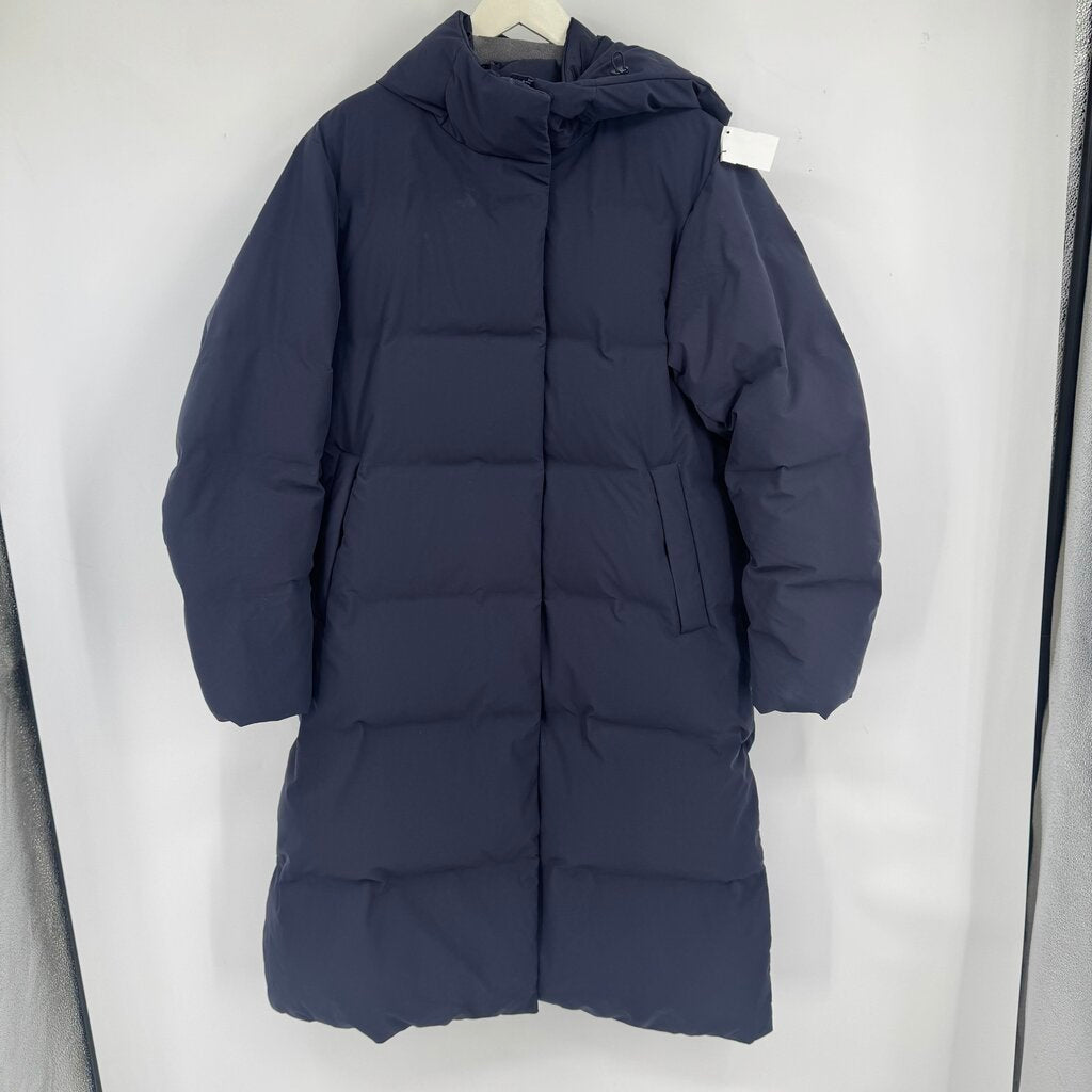 women Uniqlo Long Puffer Navy Blue Coat M