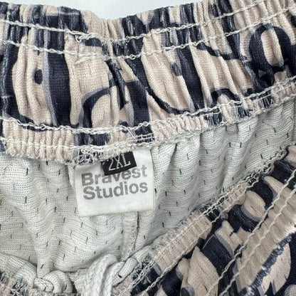 men Bravest Studios Dior Oblique Print Shorts Gray & Navy Blue Shorts 2XL