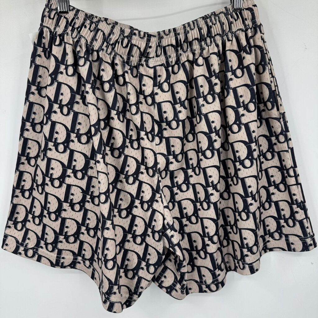 men Bravest Studios Dior Oblique Print Shorts Gray & Navy Blue Shorts 2XL