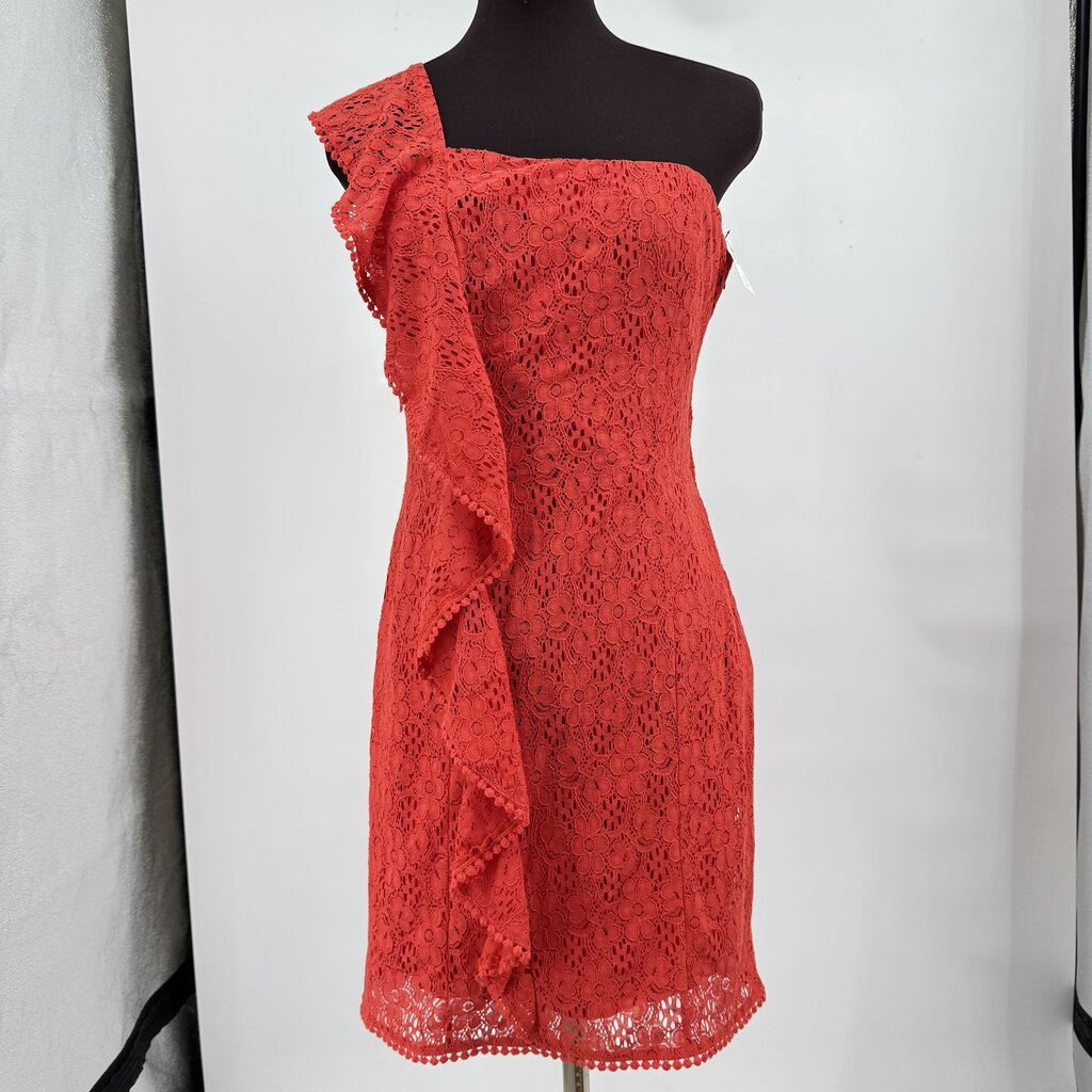 women Cupcakes and Cashmere NWT Lace One Shoulder Mini Aurora Red Dress 6