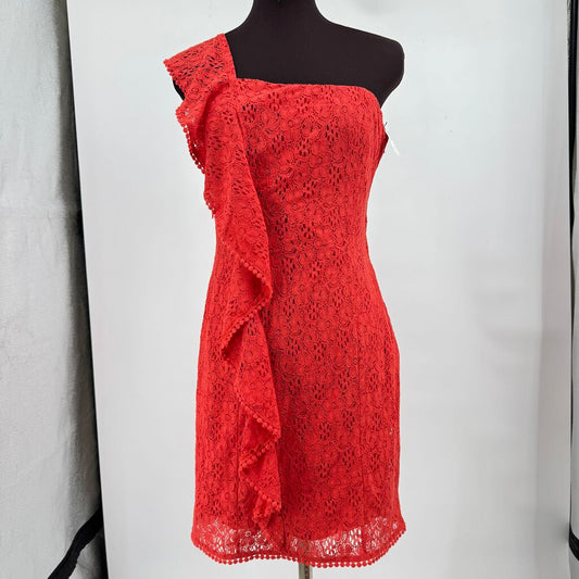 women Cupcakes and Cashmere NWT Lace One Shoulder Mini Aurora Red Dress 6