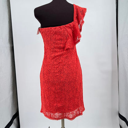 women Cupcakes and Cashmere NWT Lace One Shoulder Mini Aurora Red Dress 6