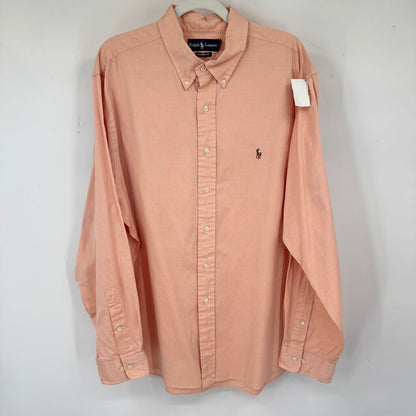 men Ralph Lauren Long Sleeve Button Down Peach Vintage 18 36/37