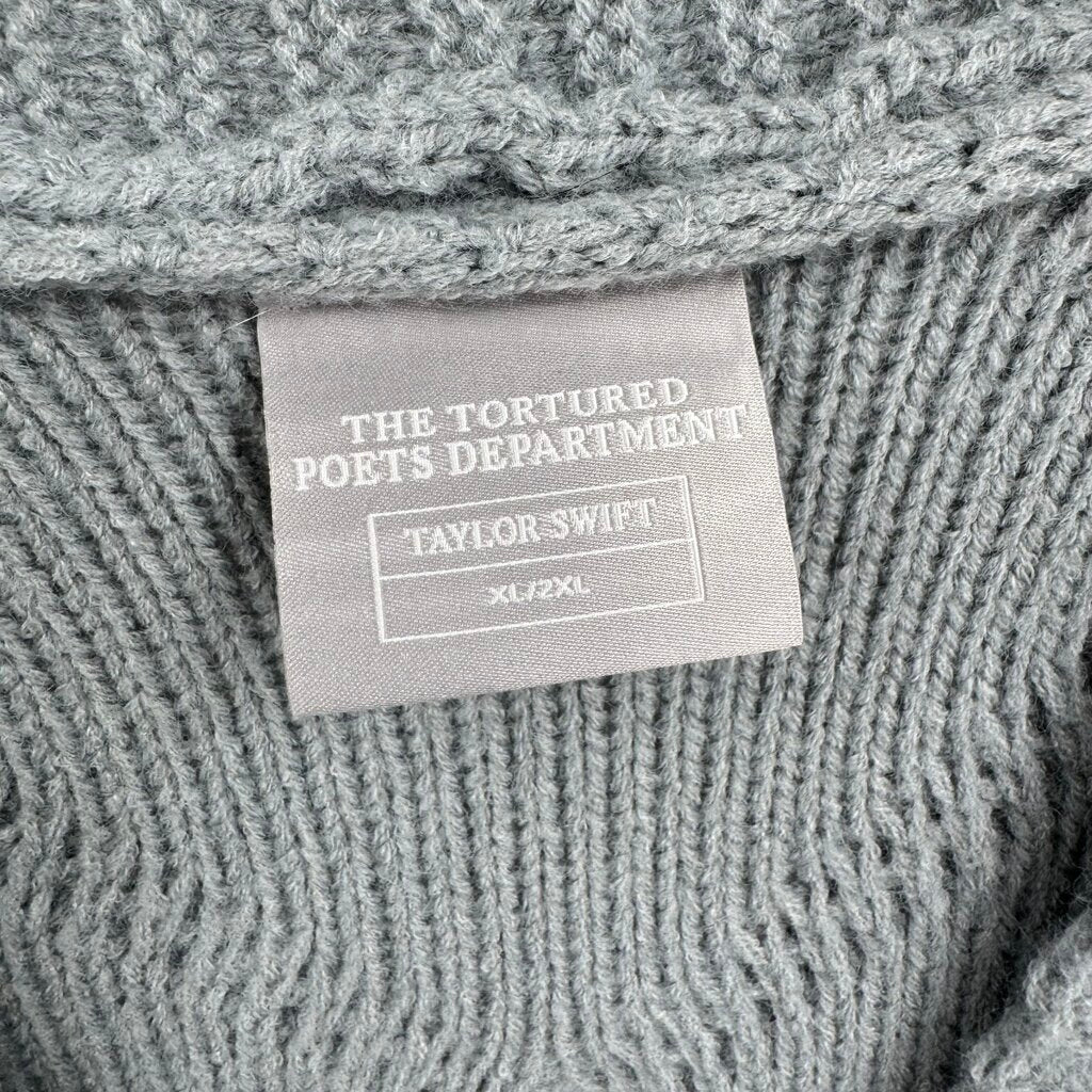 women The Tortured Poets Department TTPD Taylor Swift Cardigan Dusty Blue Sweater XL/2X