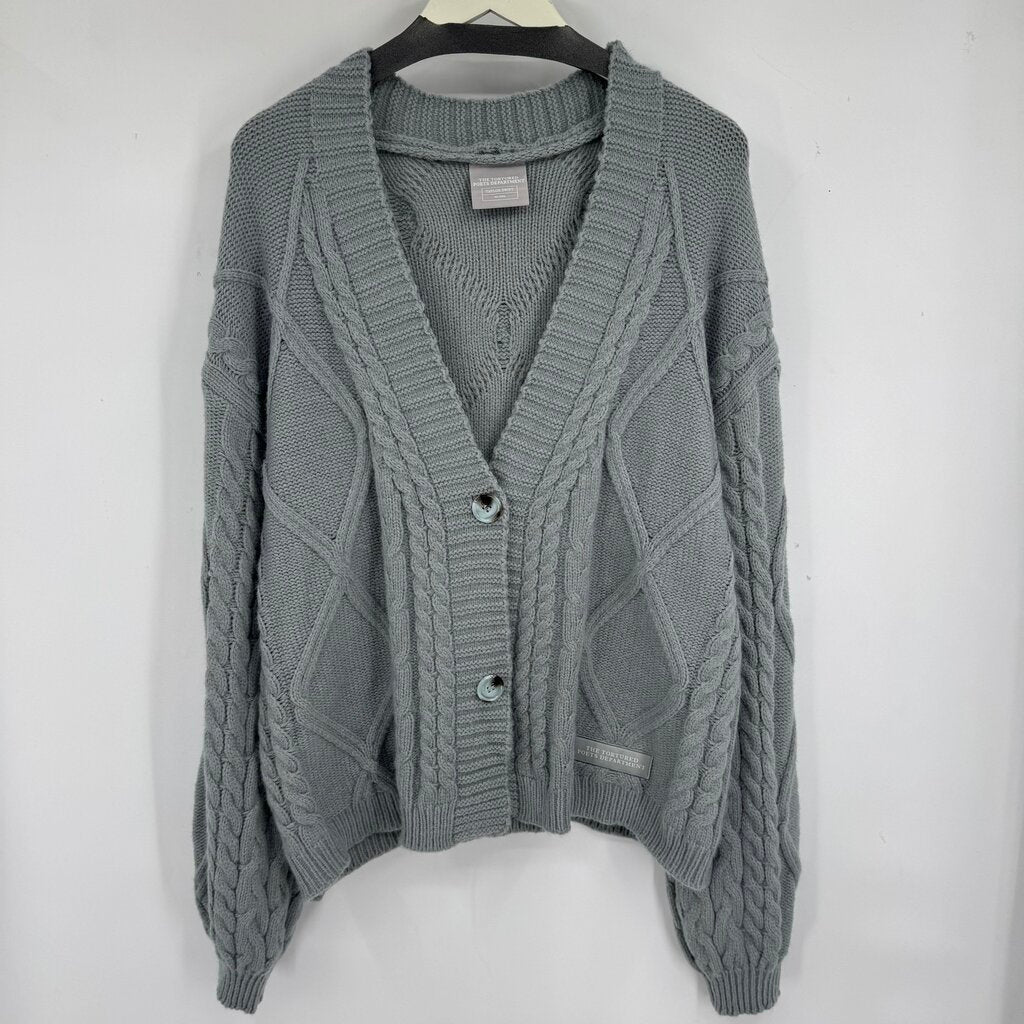 women The Tortured Poets Department TTPD Taylor Swift Cardigan Dusty Blue Sweater XL/2X