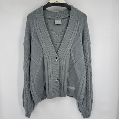 women The Tortured Poets Department TTPD Taylor Swift Cardigan Dusty Blue Sweater XL/2X