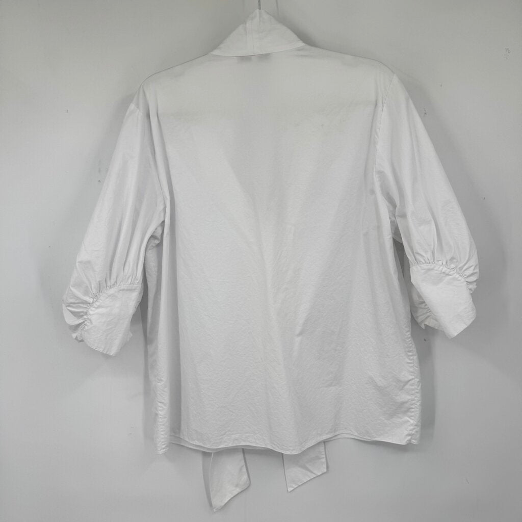 women Tibi V-Neck Button Front White Woven Top 12