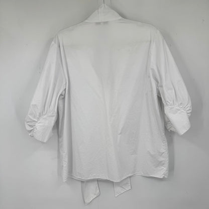 women Tibi V-Neck Button Front White Woven Top 12
