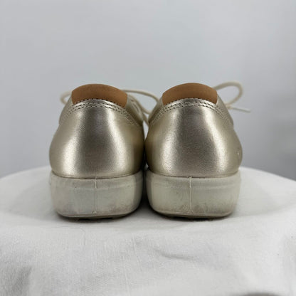 women Ecco Soft 7 Leather Sneakers Metallic Silver Shoes 41/10