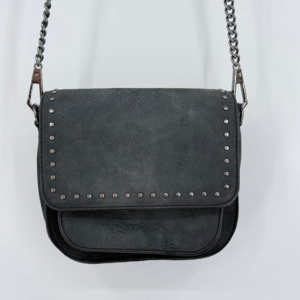 women Rebecca Minkoff Suede Chain Strap Crossbody Gray Purse 7.5" x 7" x 1.5"