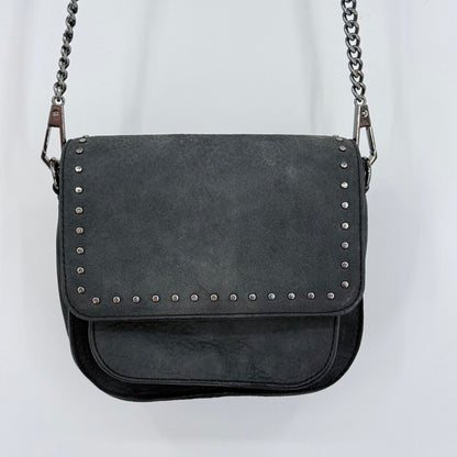 women Rebecca Minkoff Suede Chain Strap Crossbody Gray Purse 7.5" x 7" x 1.5"