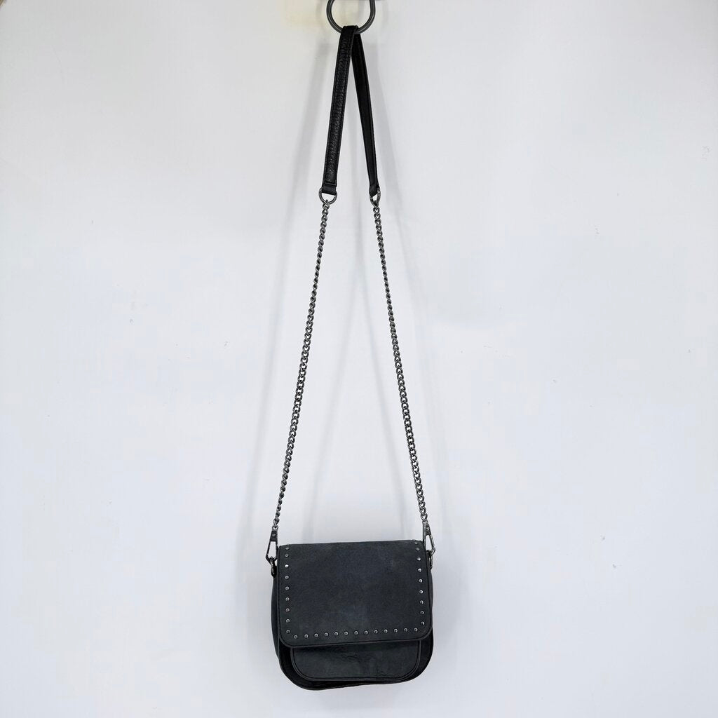 women Rebecca Minkoff Suede Chain Strap Crossbody Gray Purse 7.5" x 7" x 1.5"