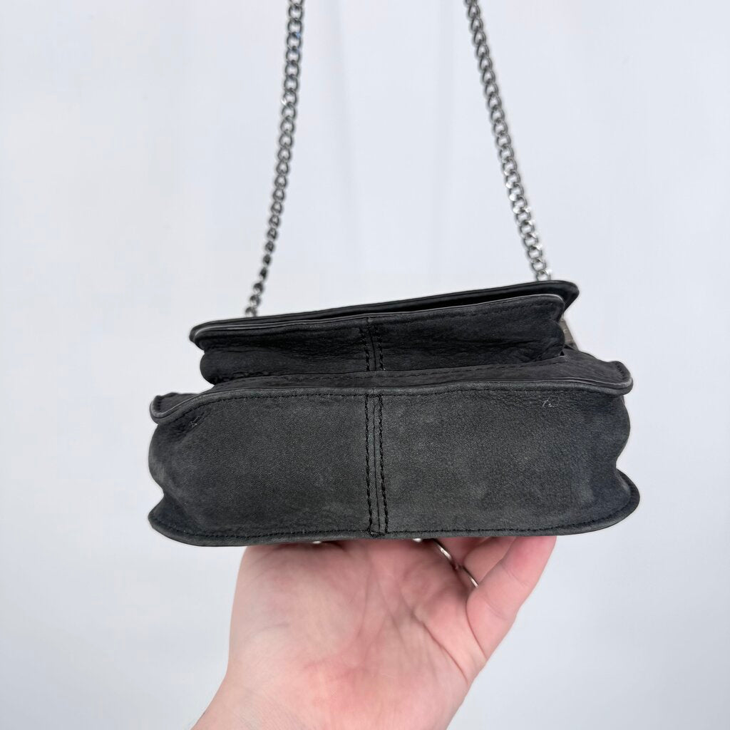women Rebecca Minkoff Suede Chain Strap Crossbody Gray Purse 7.5" x 7" x 1.5"