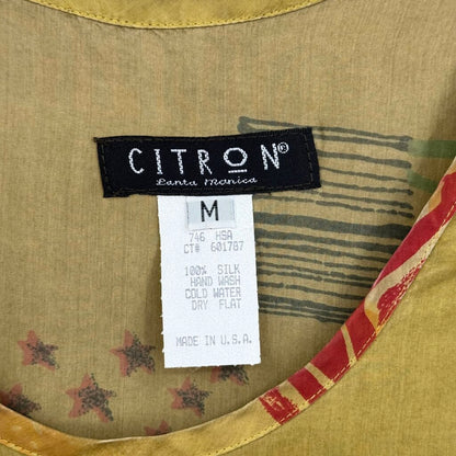 women Citron Santa Monica Rare Sunfellegrino Aranciata Print Silk Maxi AS IS Gray Yellow Multi Dress M