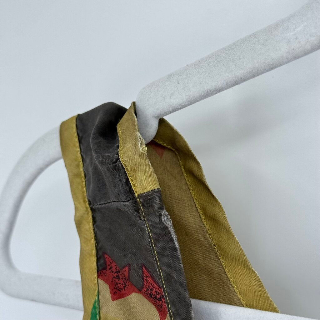 women Citron Santa Monica Rare Sunfellegrino Aranciata Print Silk Maxi AS IS Gray Yellow Multi Dress M