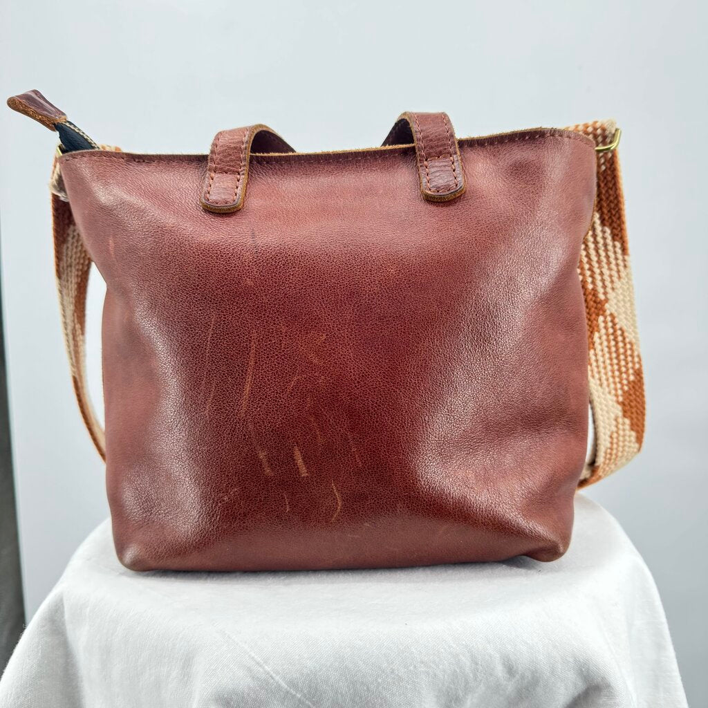 women Portland Leather Goods Mini Crossbody Tote Nutmeg Brown Purse