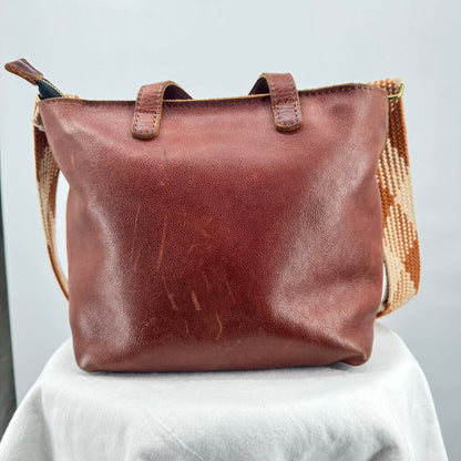 women Portland Leather Goods Mini Crossbody Tote Nutmeg Brown Purse