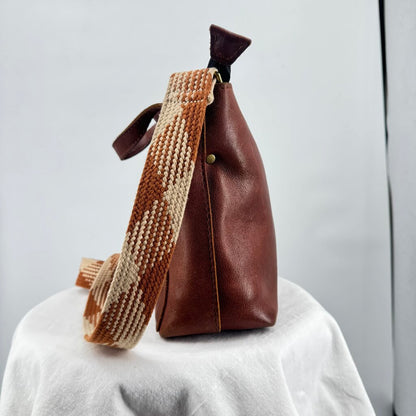 women Portland Leather Goods Mini Crossbody Tote Nutmeg Brown Purse