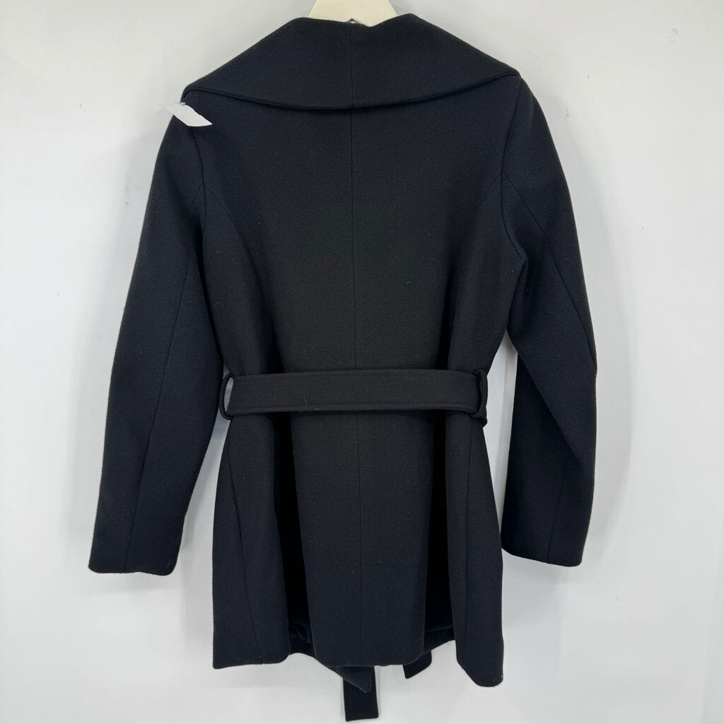 women Tahari Large Collar Belted Black Coat L