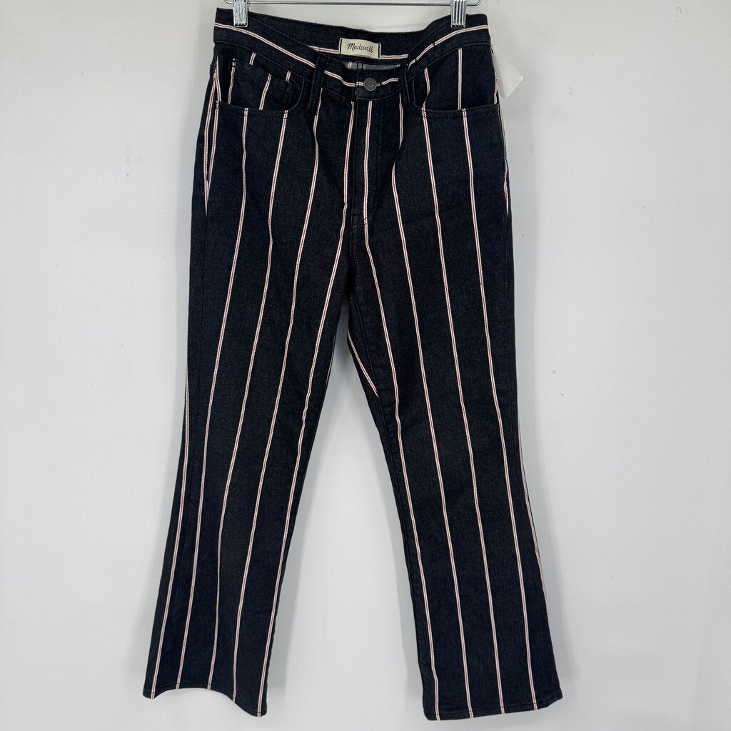 women Madewell Striped Demi Boot Black Pants 27/4