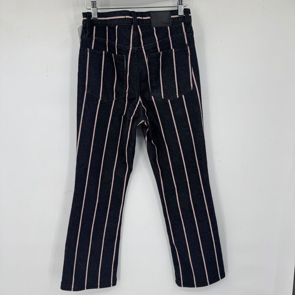 women Madewell Striped Demi Boot Black Pants 27/4