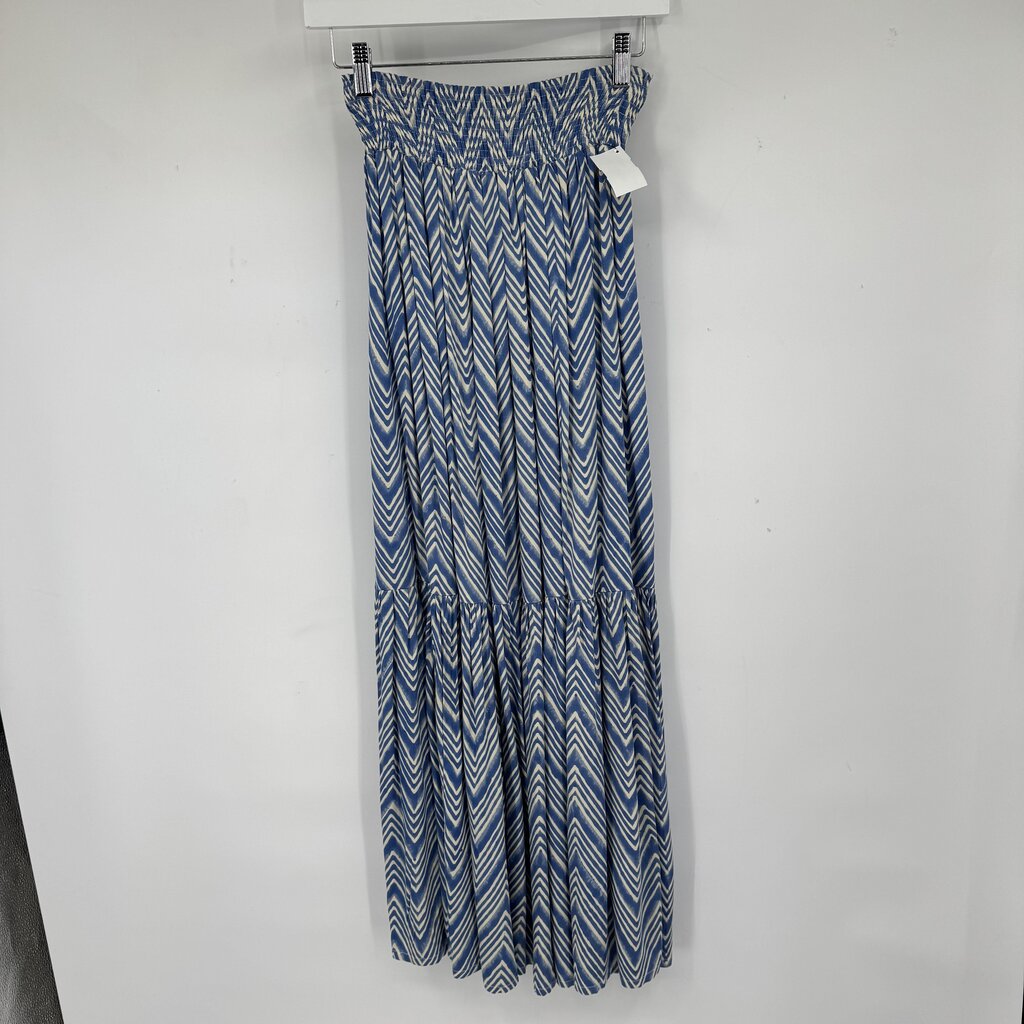 women India Collection by Emerson Fry Print Maxi MSRP $148 Indigo Herringbone Skirt XS/S